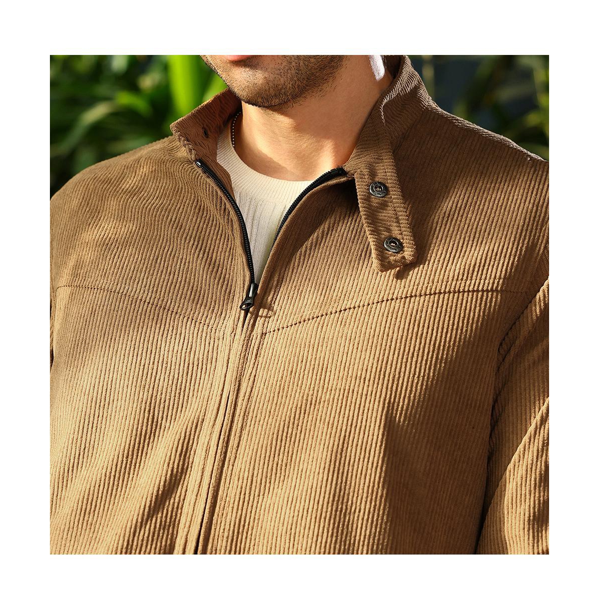 Campus Sutra Men's Coffee Brown Corduroy Rider Jacket