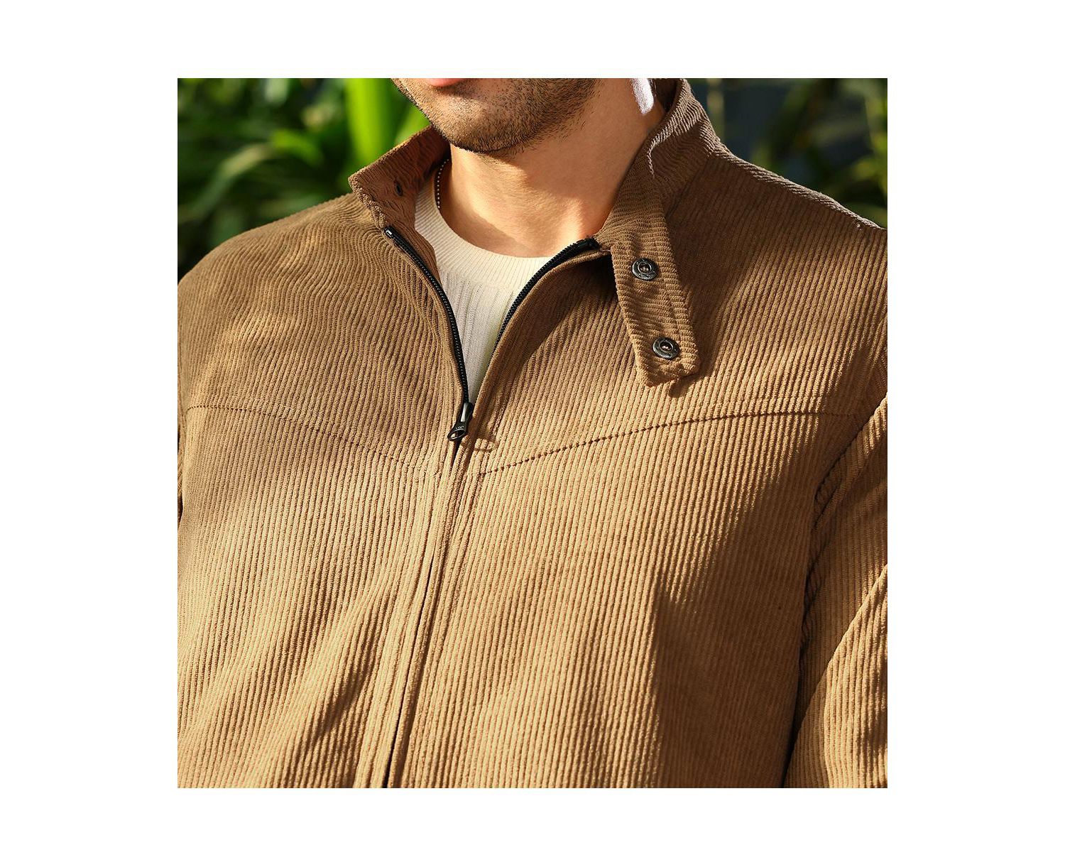 Men's Coffee Brown Corduroy Rider Jacket