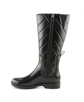 BERGAN Waterproof Quilted Rain Boots with Faux Fur Lining and Zipper Closure