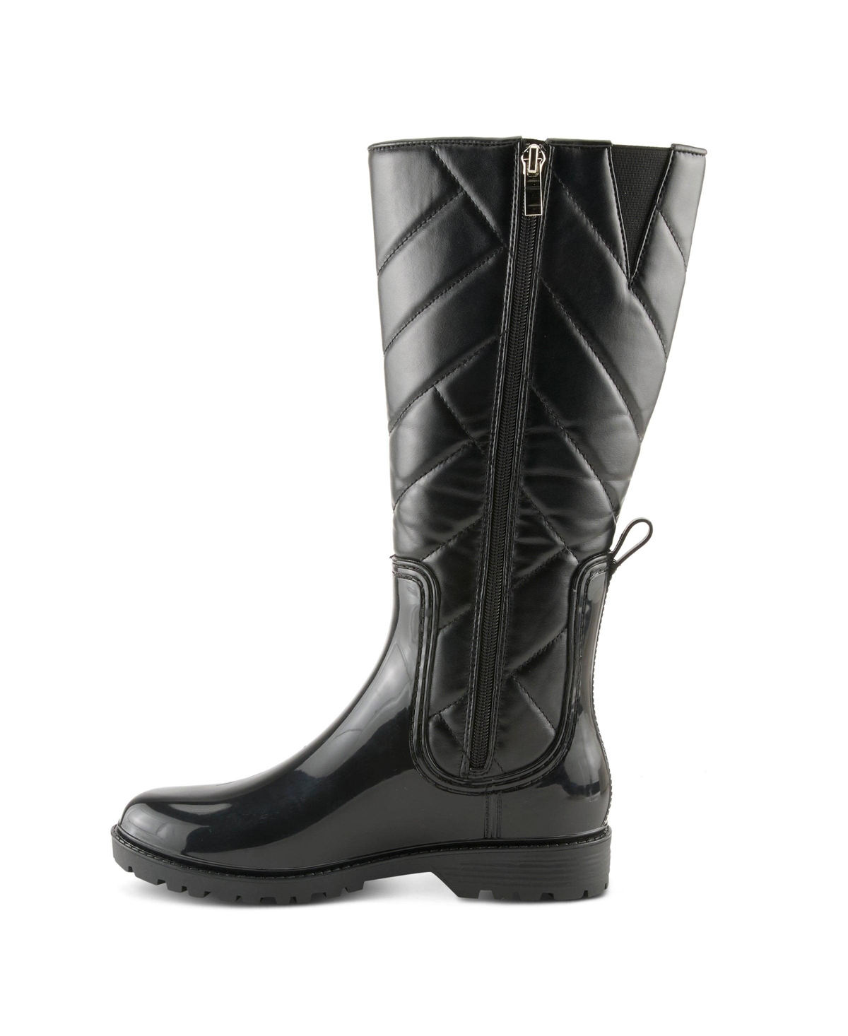 Spring Step Bergan Waterproof Quilted Rain Boots with Faux Fur Lining and Zipper Closure