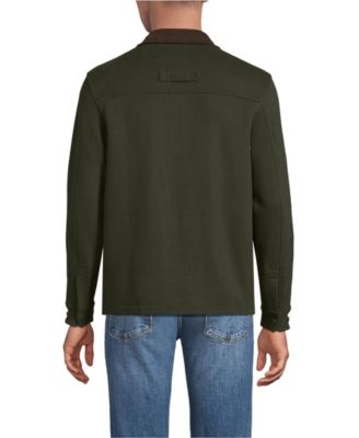 Men's Long Sleeve Corduroy Collar Bedford Rib Quarter Zip