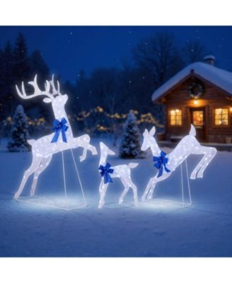 3 PCS Lighted Christmas Reindeer Family Set Holiday Decoration with 255 Lights