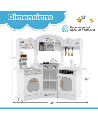Corner Kitchen Playset with Coffee Machine Oven Microwave Washing Machine