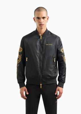 A|X Armani Exchange Men's Long Sleeve Embroidered Dragon Zip-Front