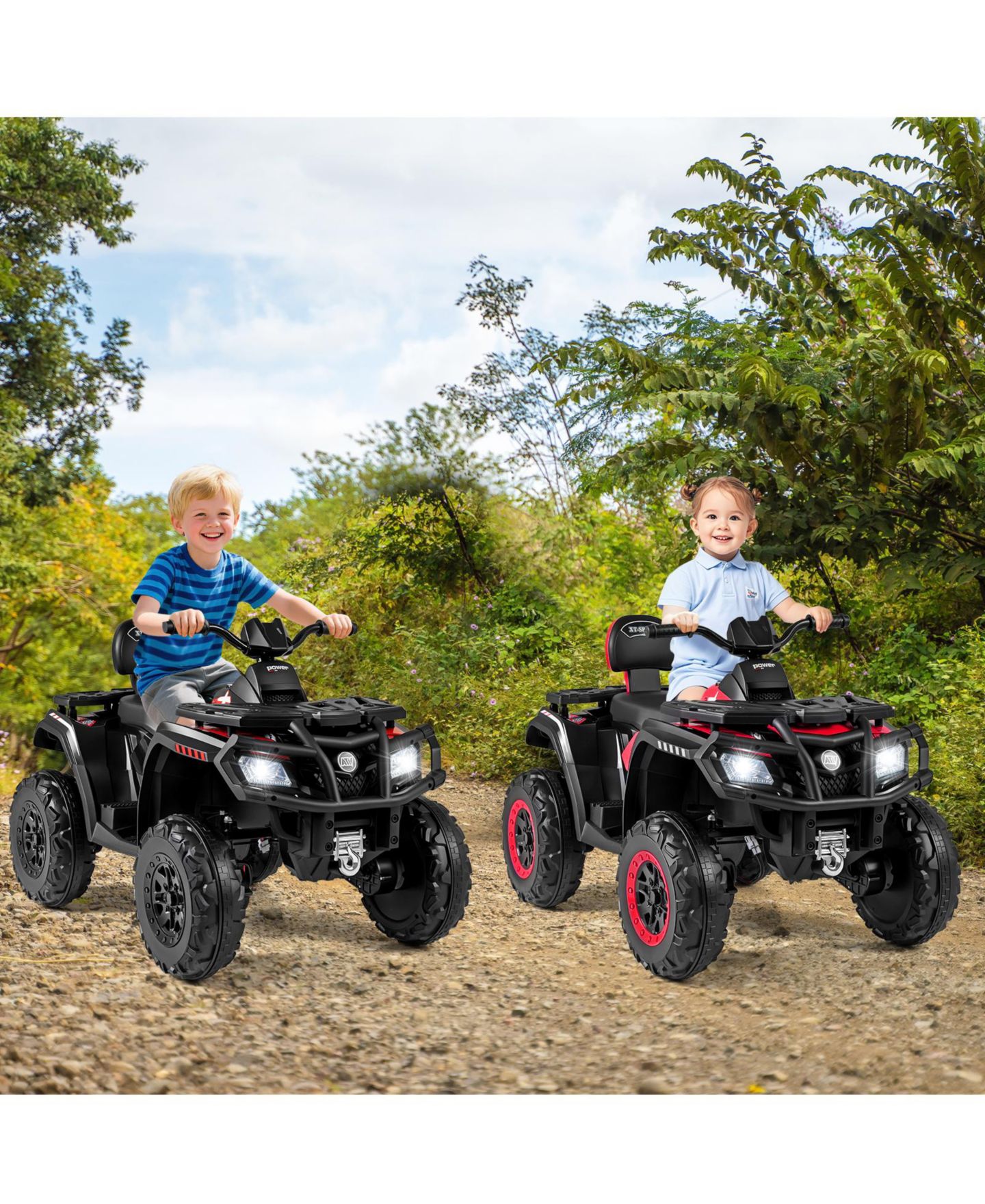 Детская игрушка Gymax 24V 2-Seater 4-Wheel Electric Quad with 4 Motors, Ages 3-8, цвет: Чёрный — фото 2