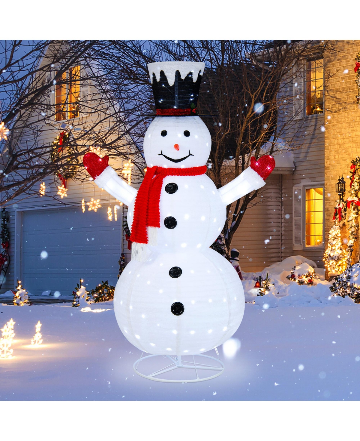 Costway 6 Ft Lighted Artificial Christmas Snowman Pre-Lit Pop-up Xmas Snowman
