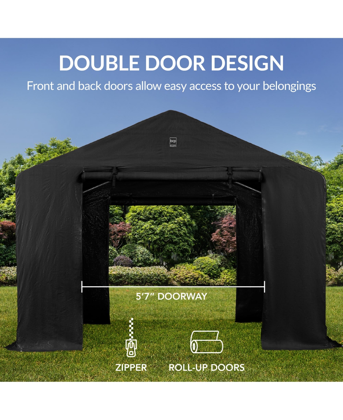 Best Choice Products 10x8ft Outdoor Fabric Storage Shed, Steel Frame, Dual Zipper Doors, Window