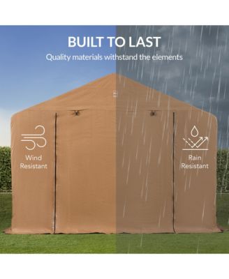 10x8ft Outdoor Fabric Storage Shed, Steel Frame, Dual Zipper Doors, Window