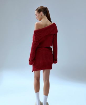 Women's Cashmere Blend Zippered Knit Skirt