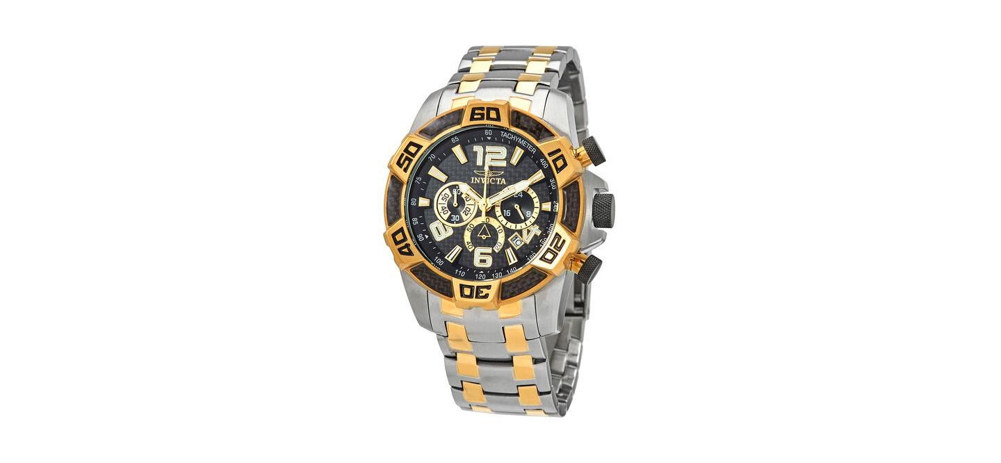 Мужские часы Invicta 25856 Pro Diver Quartz Chronograph Black Dial, цвет: Золотой — фото 1