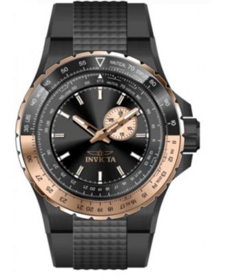 Men's 49725 Aviator Quartz VD72 Black Dial Watch