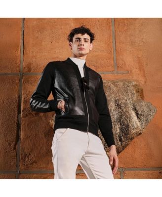 Men's Onyx Black Self-Block Bomber Jacket