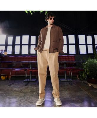 Men's Chocolate Brown Zip-Front Crease-Tactile Jacket