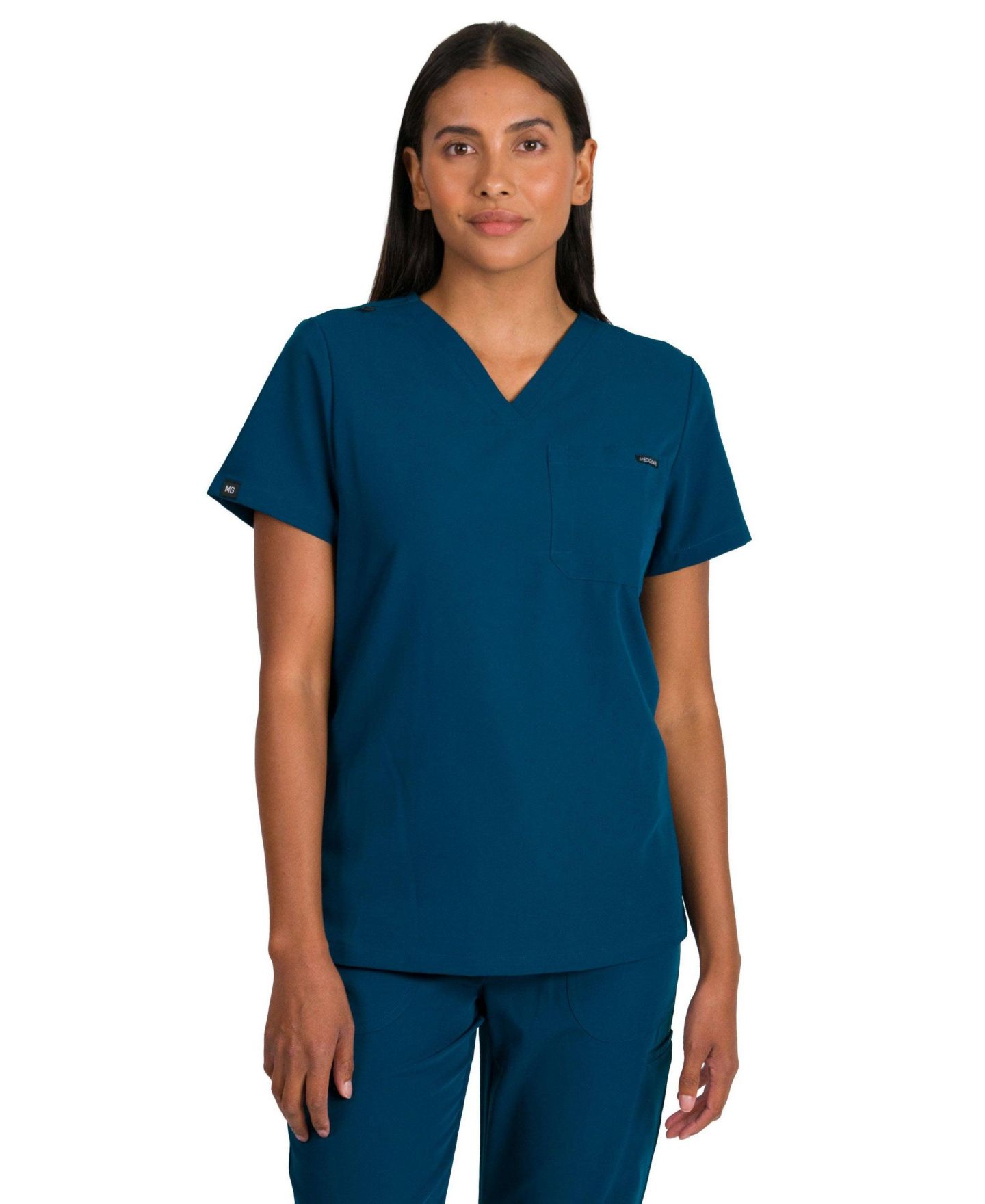 Женский топ Medgear Camilla Slim Scrubs with One Pocket, цвет: Caribbean — фото 1