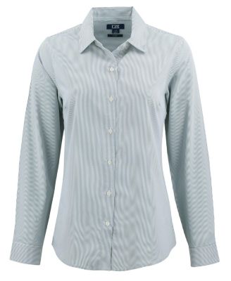 Women's Cutter and Buck Skyline Epic Confidence Pinstripe Long Sleeve Dress Shirt