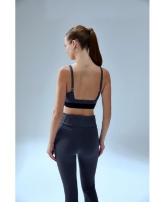 Women's Polyamide-Blend Cropped V-Neck Active Top