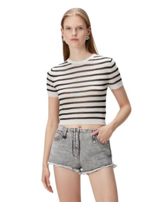 Women's Striped Short Sleeve Knit Top
