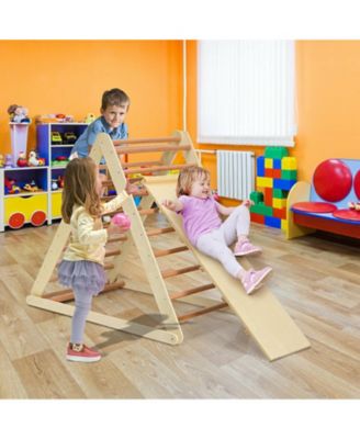 SUGIFT Foldable Wooden Triangle Climber with Reversible Ramp for Kids.