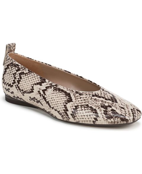 Женские балетки 27 EDIT Naturalizer Carla Square Toe Ballet Flats, цвет: Бежевый змеиный с принтом кожаный