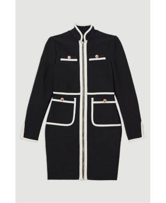 Women's Bandage Knit Military Detail Dress