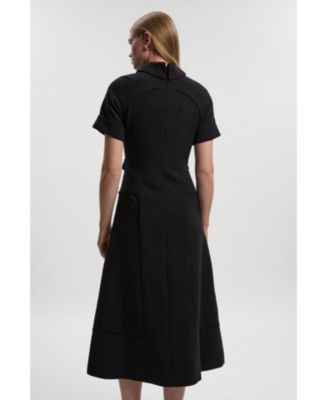 Women's Stretch Tab Detail Full Midi Dress