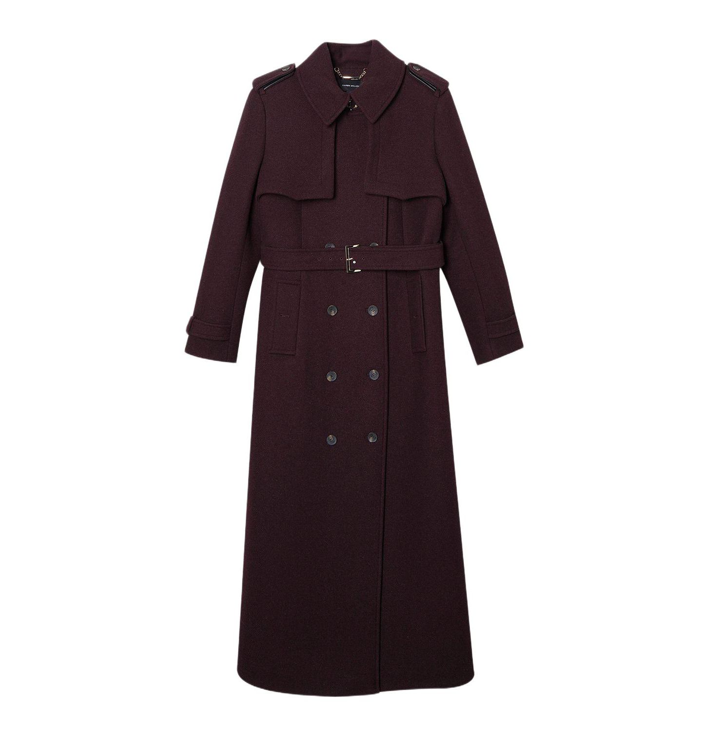 Женское пальто Karen Millen Wool Trench Maxi, цвет: Винный — фото 2