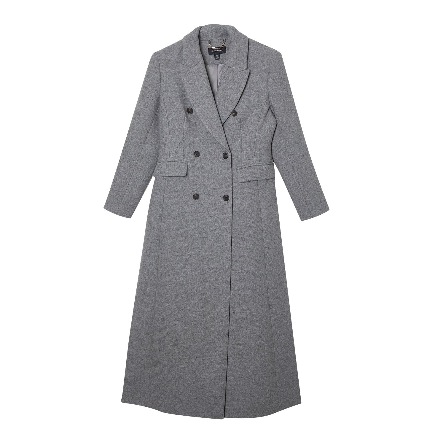 Женское пальто Karen Millen Wool Double Breasted Tailored Maxi, цвет: Серый меланжевый — фото 6