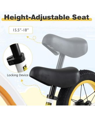 12-Inch Balance Bike with Adjustable Seat and Rotatable Handlebar for Over 36 Months Old