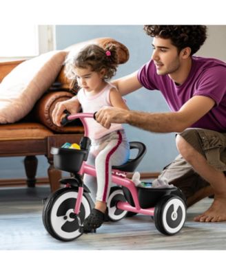 Toddler Tricycle with Adjustable Seat and Storage Baskets for 1.5-5 Years Old