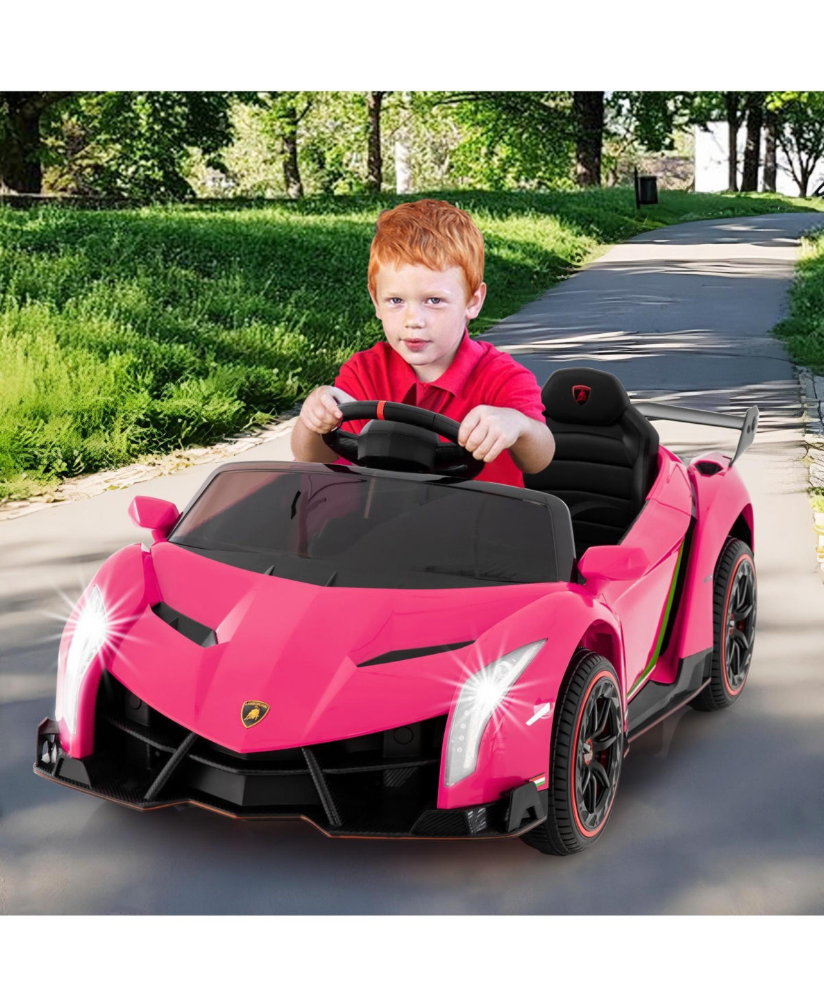 Sugift 12V Licensed Lamborghini 4WD Kids Ride-on Sports Car with 2.4G Remote
