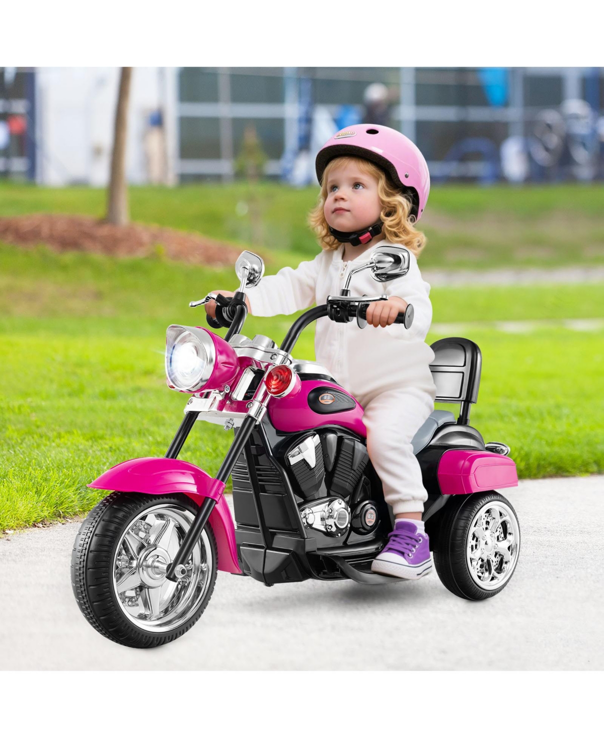 Sugift 6V Powered Toddler 3-Wheel Motorbike Ride On Toy with Horn and Headlight