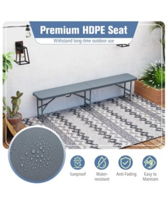 6 Feet Plastic Folding Bench Portable Seat with Handle and Lock