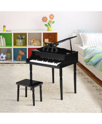30-Key Wood Toy Kids Grand Piano with Bench & Music Rack