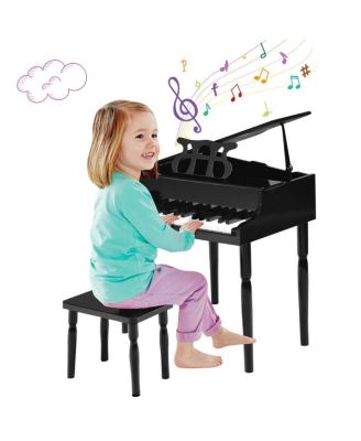 30-Key Wood Toy Kids Grand Piano with Bench & Music Rack