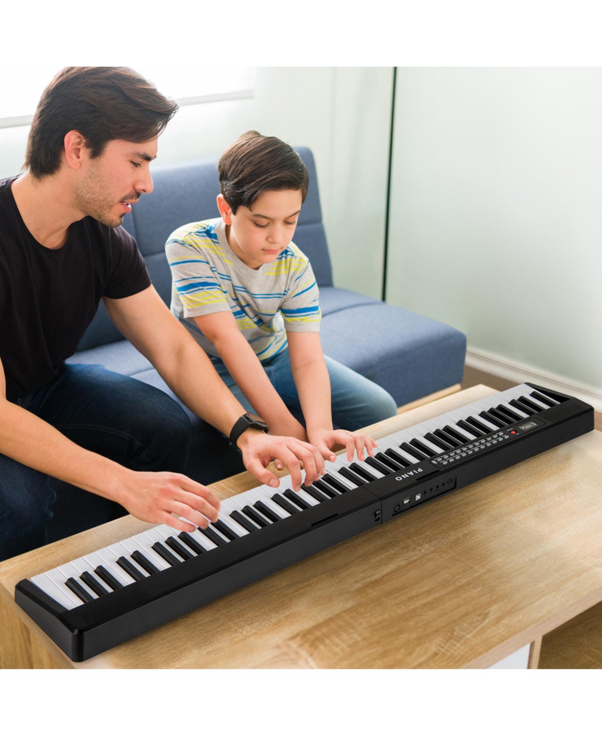 Sugift 88 Key Foldable Electric Keyboard Piano with Wireless Midi and Dual Speakers