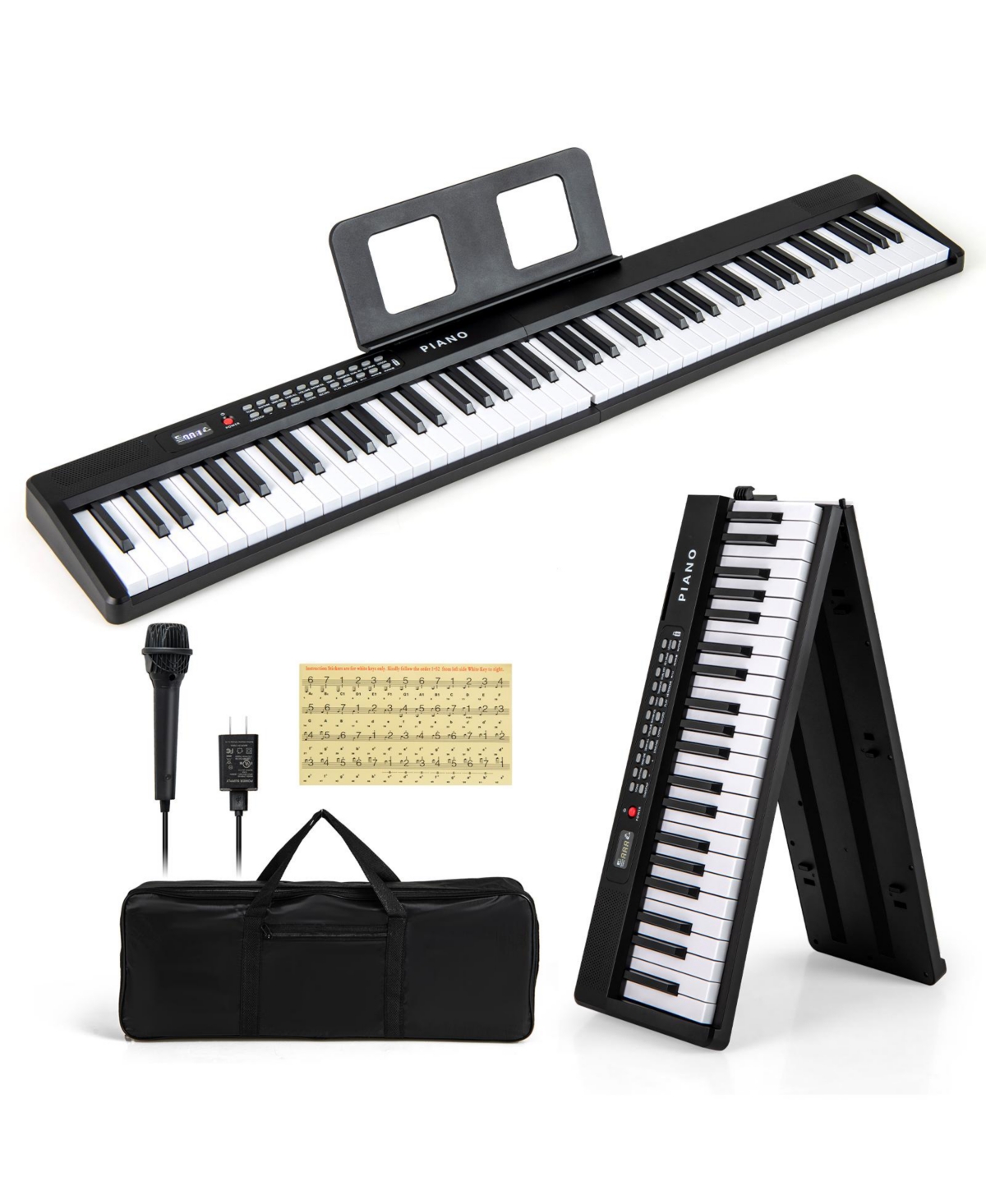 Sugift 88 Key Foldable Electric Keyboard Piano with Wireless Midi and Dual Speakers