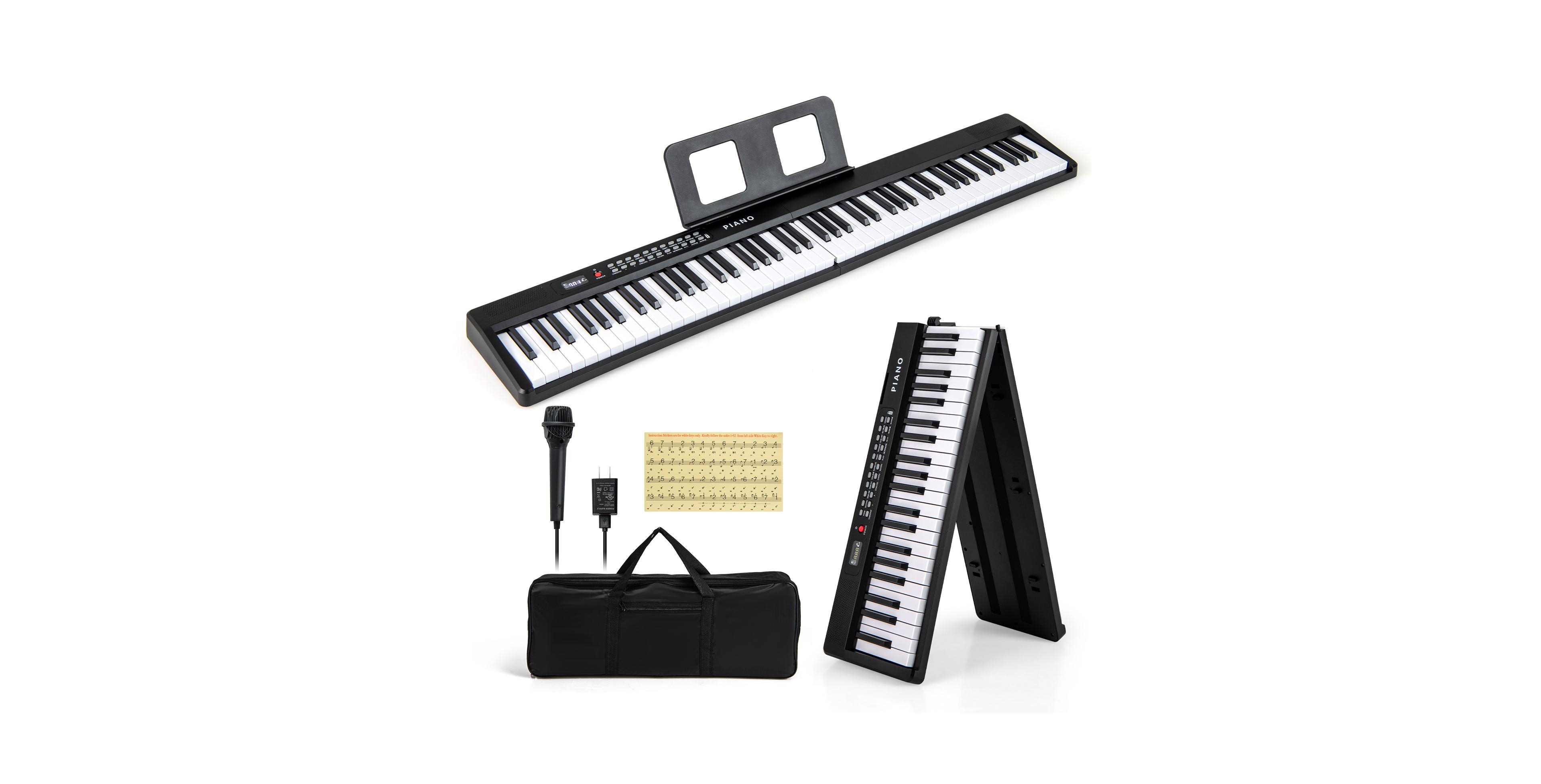 Sugift 88 Key Foldable Electric Keyboard Piano with Wireless Midi and Dual Speakers
