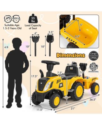Kids Ride on Tractor Licensed Caterpillar with Detachable Trailer No Power