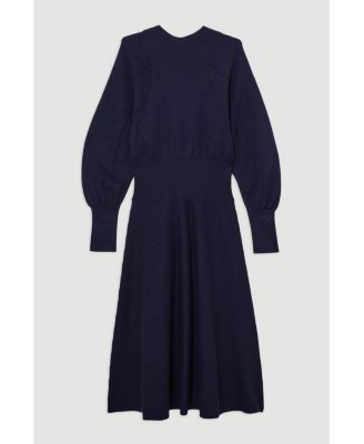 Women's Wool-Look Rounded Sleeve Knit Midi Dress
