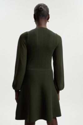 Women's Chiffon Sleeve Military Mini Knit Dress