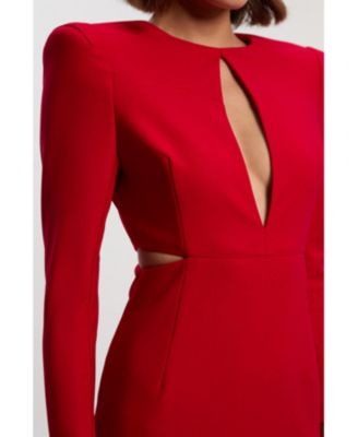 Women's Scuba Crepe Plunge Maxi Dress