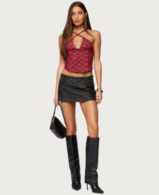 Women's Luella Studded Faux Leather Mini Skort