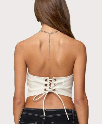 Women's Kizzie Faux Leather Halter Top