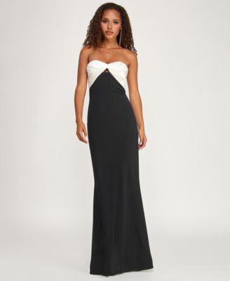 Juniors' Scuba Crepe Pleated Bust Gown