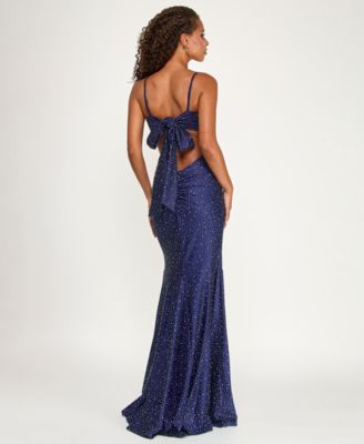 Juniors' Glitter Satin Square Neck Gown, Created for Macy's