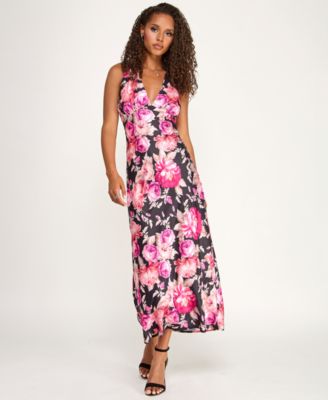 Women's V-Neck Drape Back Midi Dress