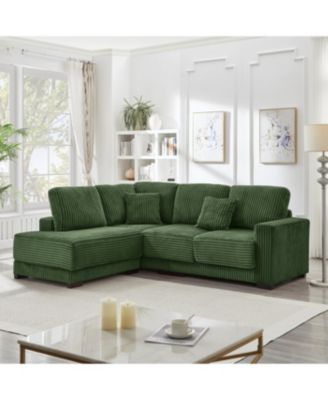 Streamdale 93" L-Shaped Corduroy Sectional Sofa with Reversible Chaise (Green