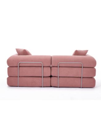 Pink Corduroy Modular Sofa Bed for Apartments