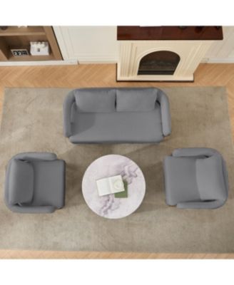 Streamdale Modern Teddy Fleece Upholstered Chair with Gold Metal Legs, Grey