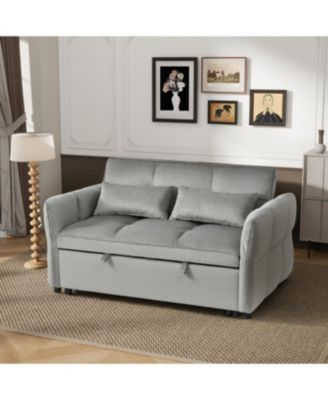 Streamdale 3-in-1 Velvet Pull Out Couch Bed with Reclining Backrest & Pillows (Dark Grey